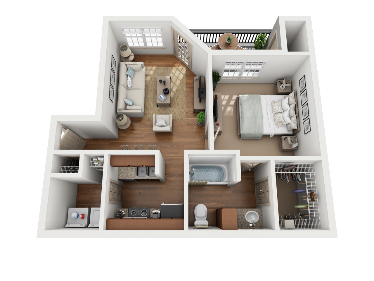 Elm Hollow one bedroom floor plan